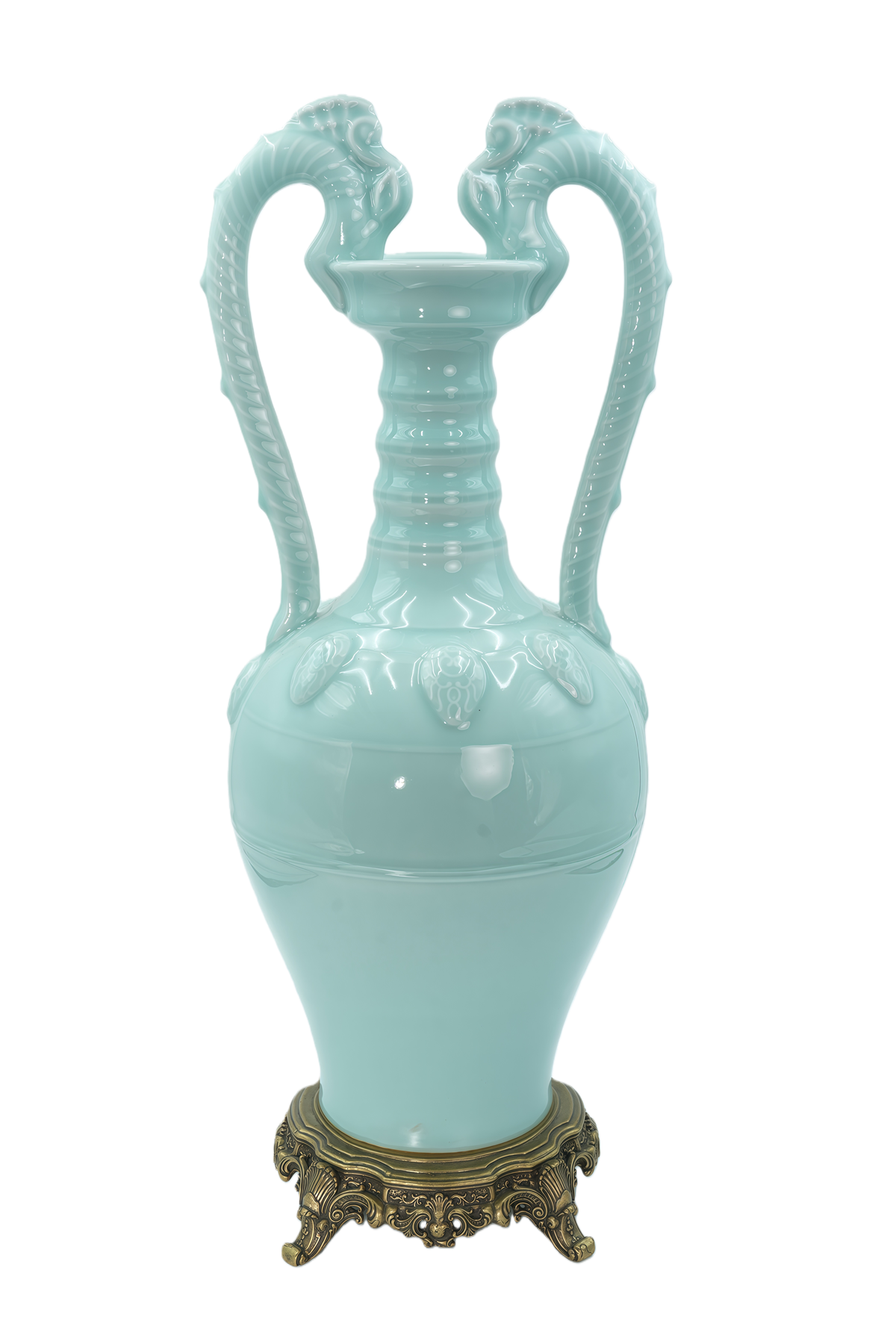 豆青釉双龙衔口尊