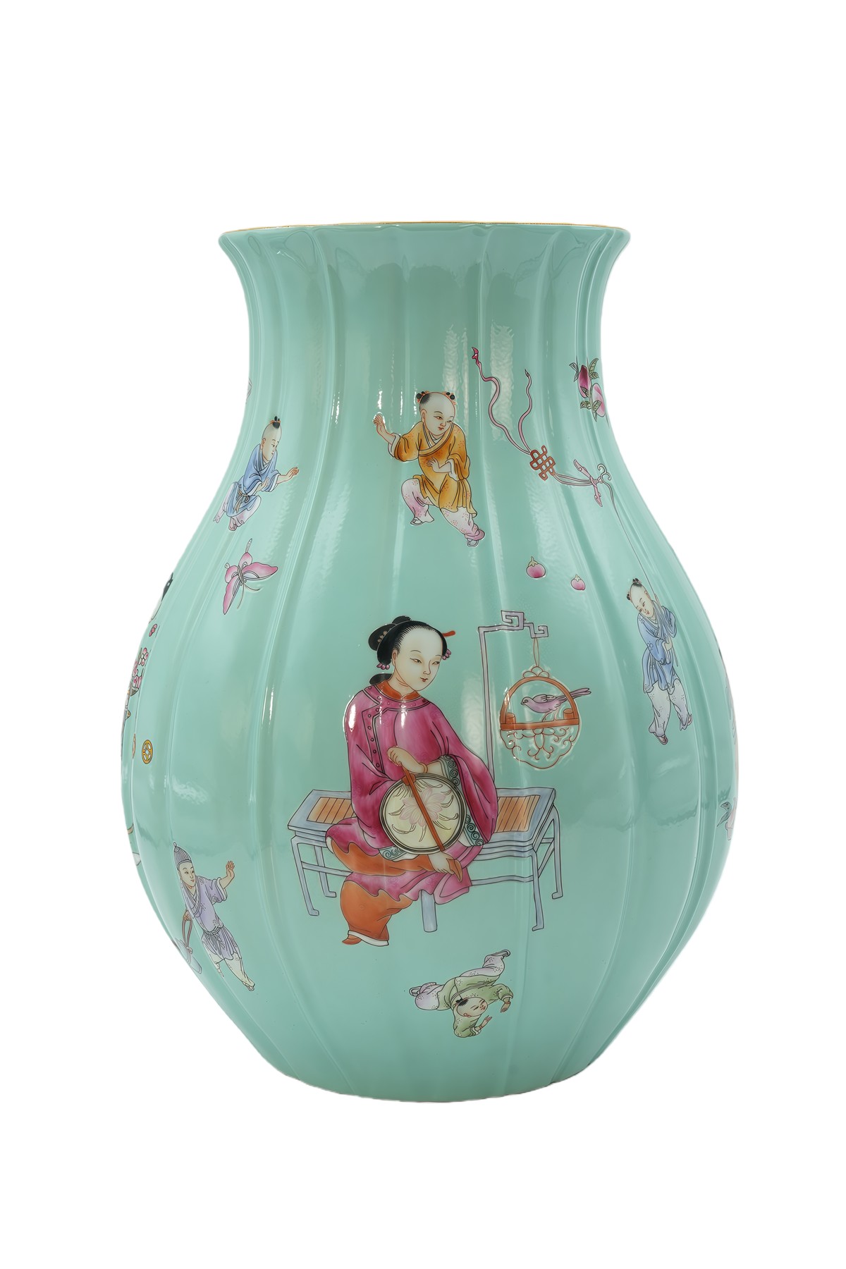 松石绿人物故事瓜棱尊