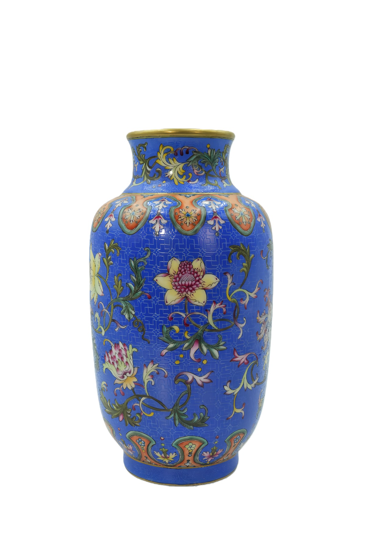 蓝地花卉纹灯瓷瓶