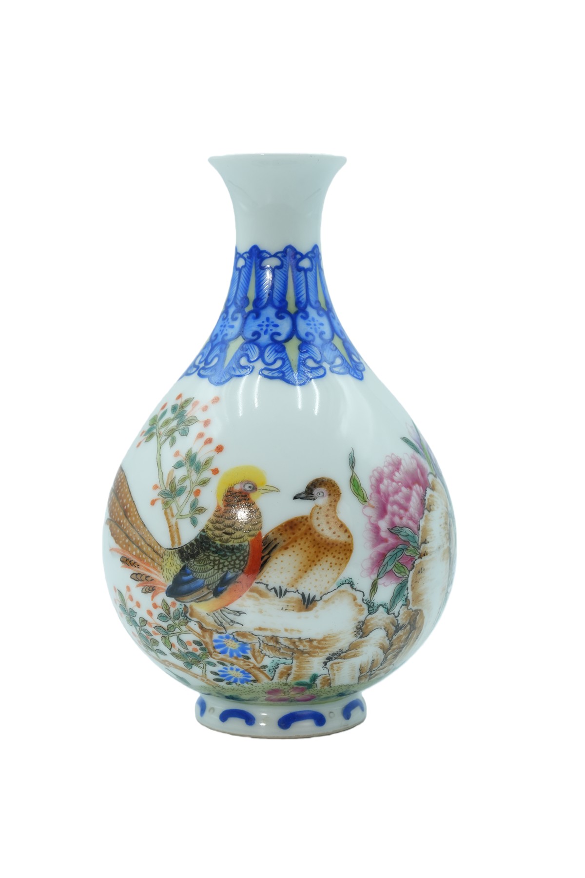 西洋彩花鸟玉壶春瓶